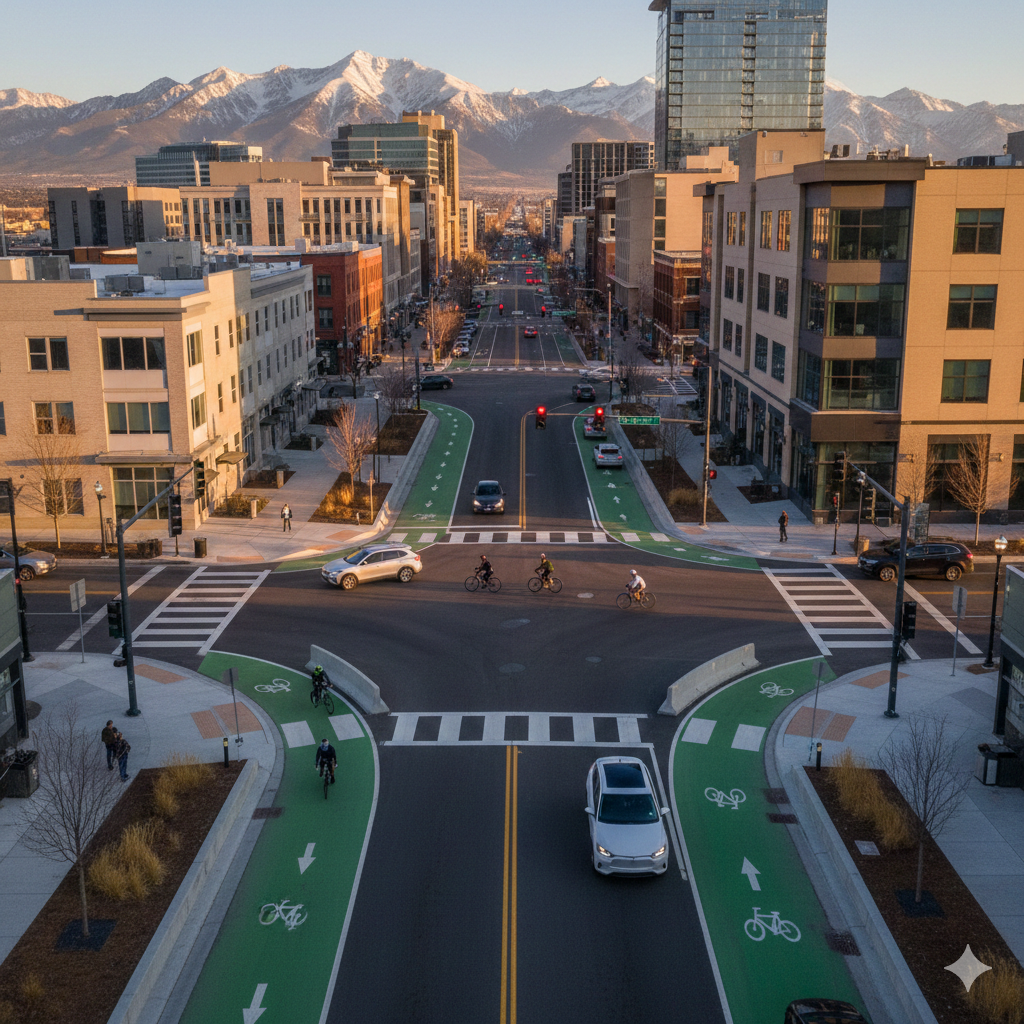 salt lake city utah protected intersection