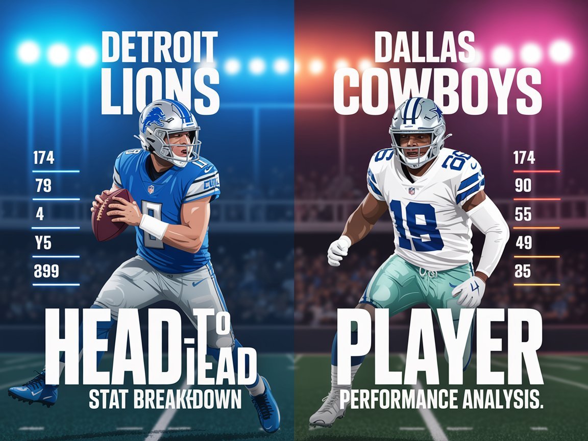 detroit lions vs dallas cowboys match player stats