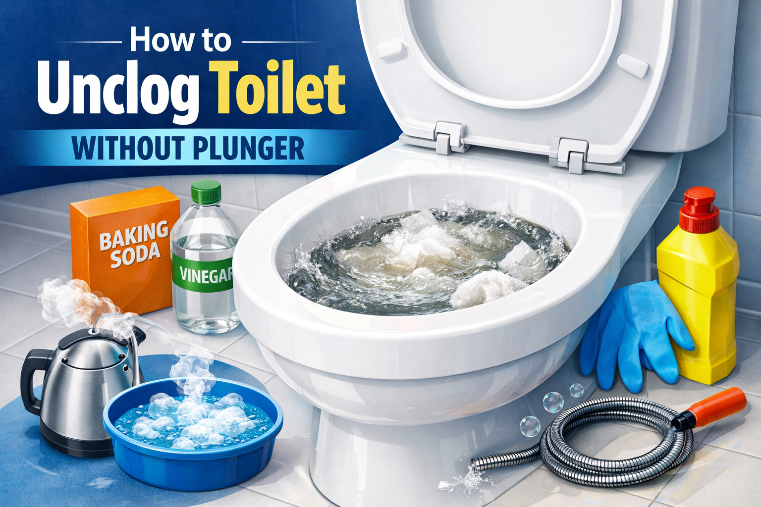 how to unclog toilet without plunger